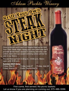 Grill Your Own Steak Night Adam Puchta Winery